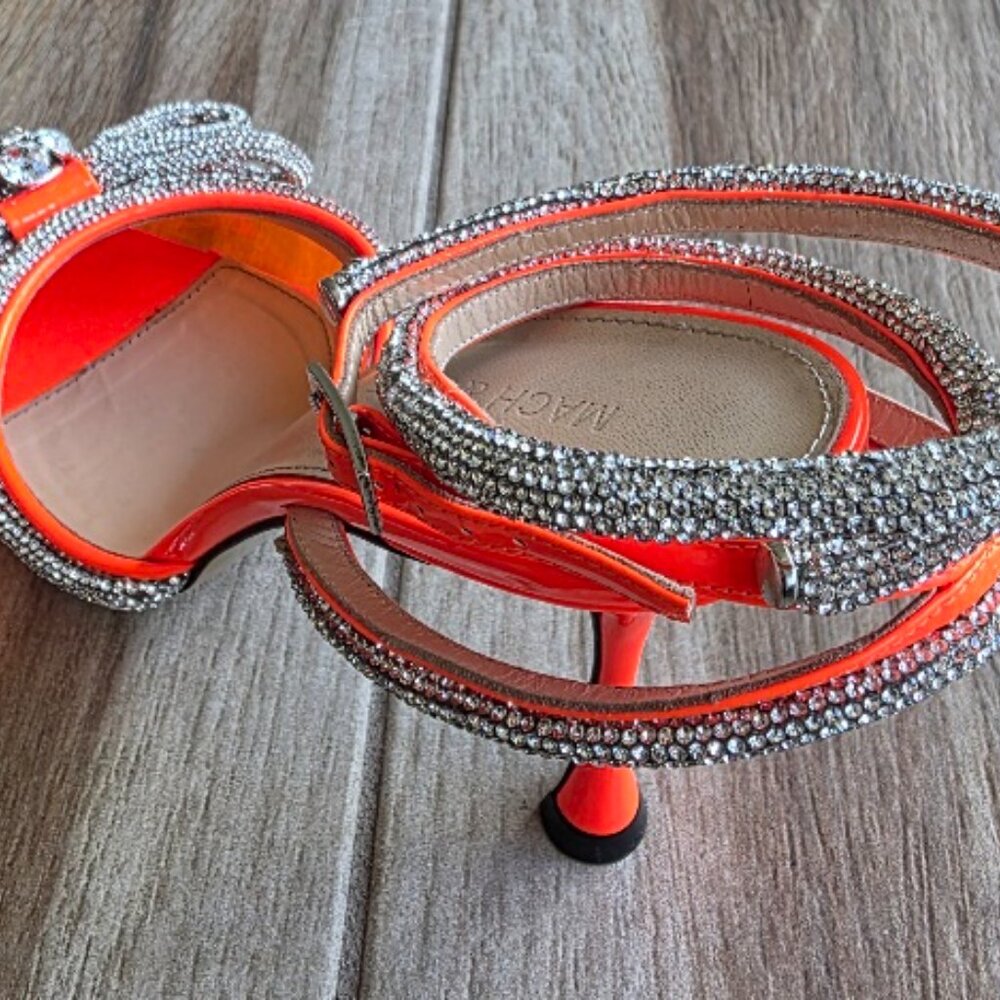 MACH & MACH PVC & ORANGE PATENT LEATHER EMBELLISHED CRYSTAL DB BOW PUMPS EUR. 40 - Picture 7 of 14